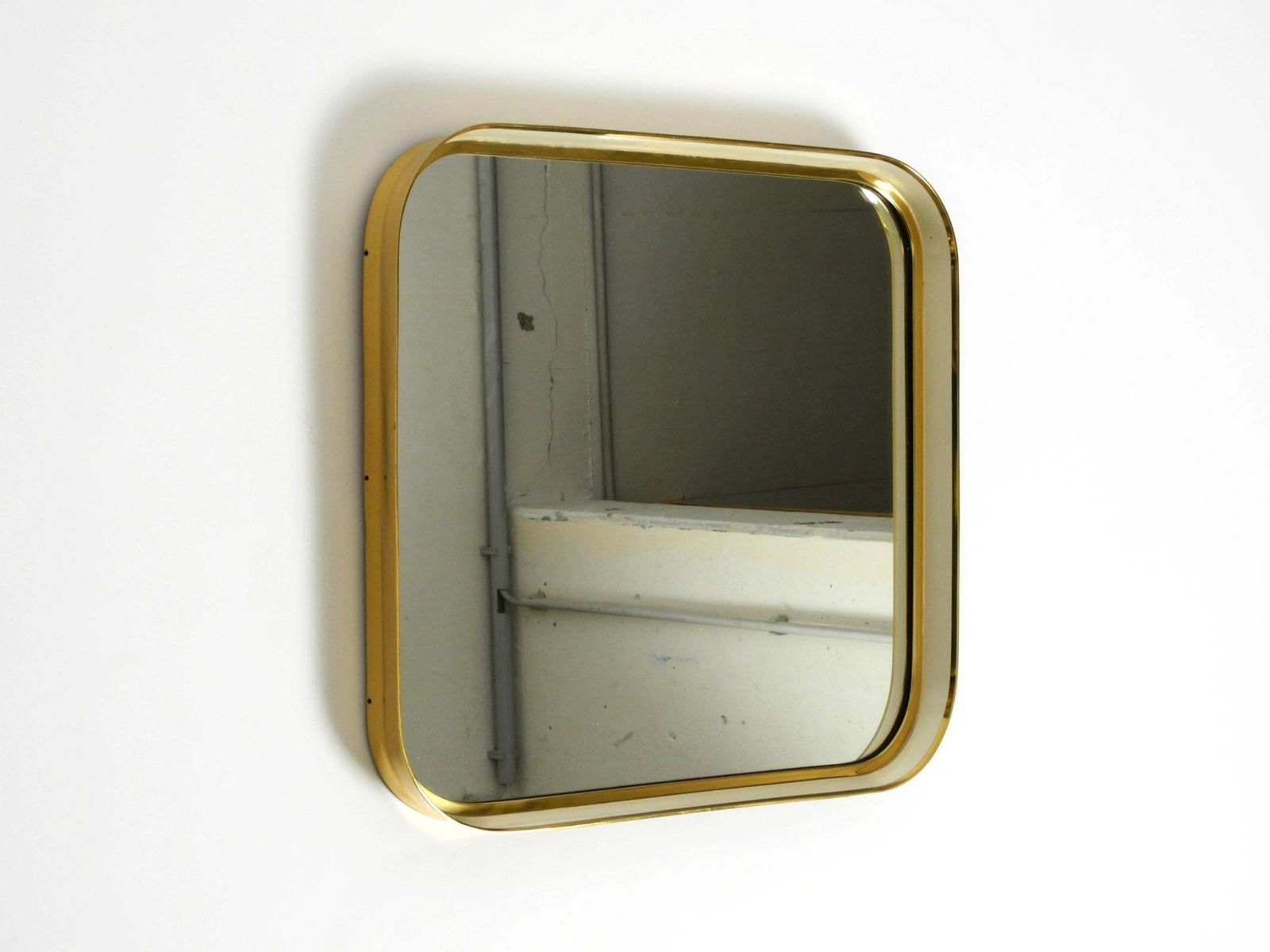 Home Decor Mid Century Modern Wall Mirror With Heavy Brass Frame By Münchener Zierspiegel photo