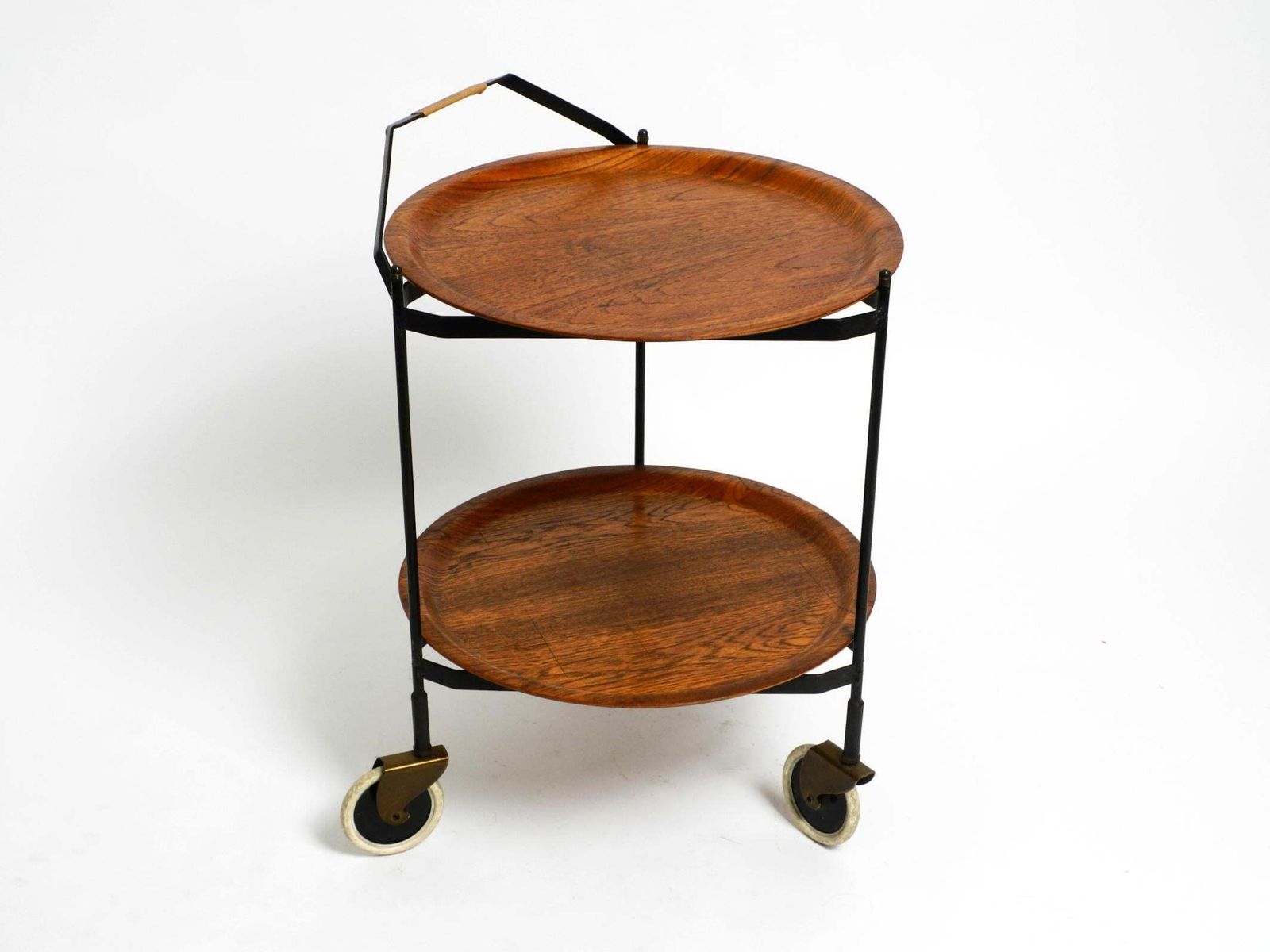 Beautiful Folding Mid Century Serving Trolley With Removable Teak Pagwood Trays photo furniture