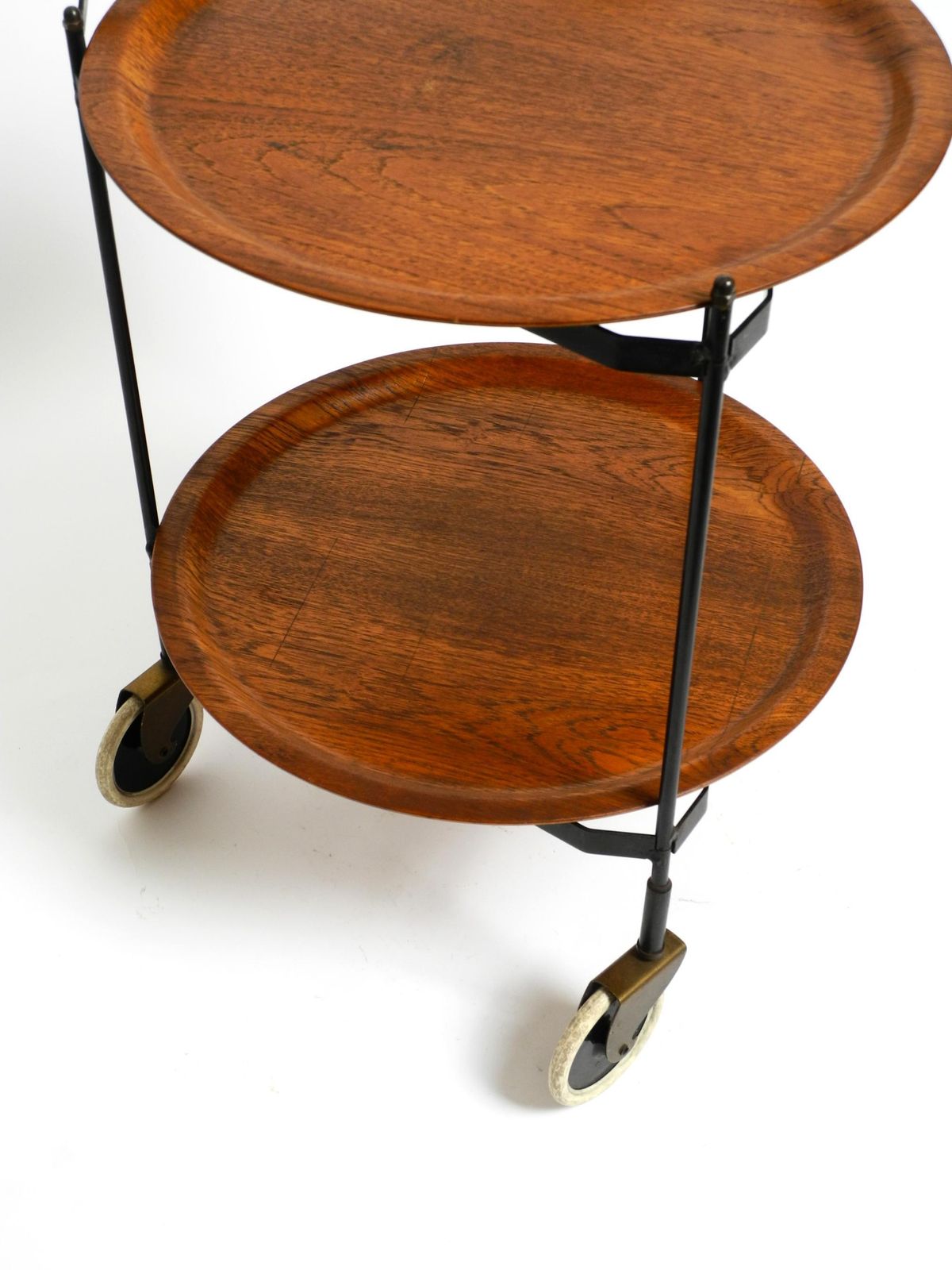 Beautiful Folding Mid Century Serving Trolley With Removable Teak Pagwood Trays photo buy