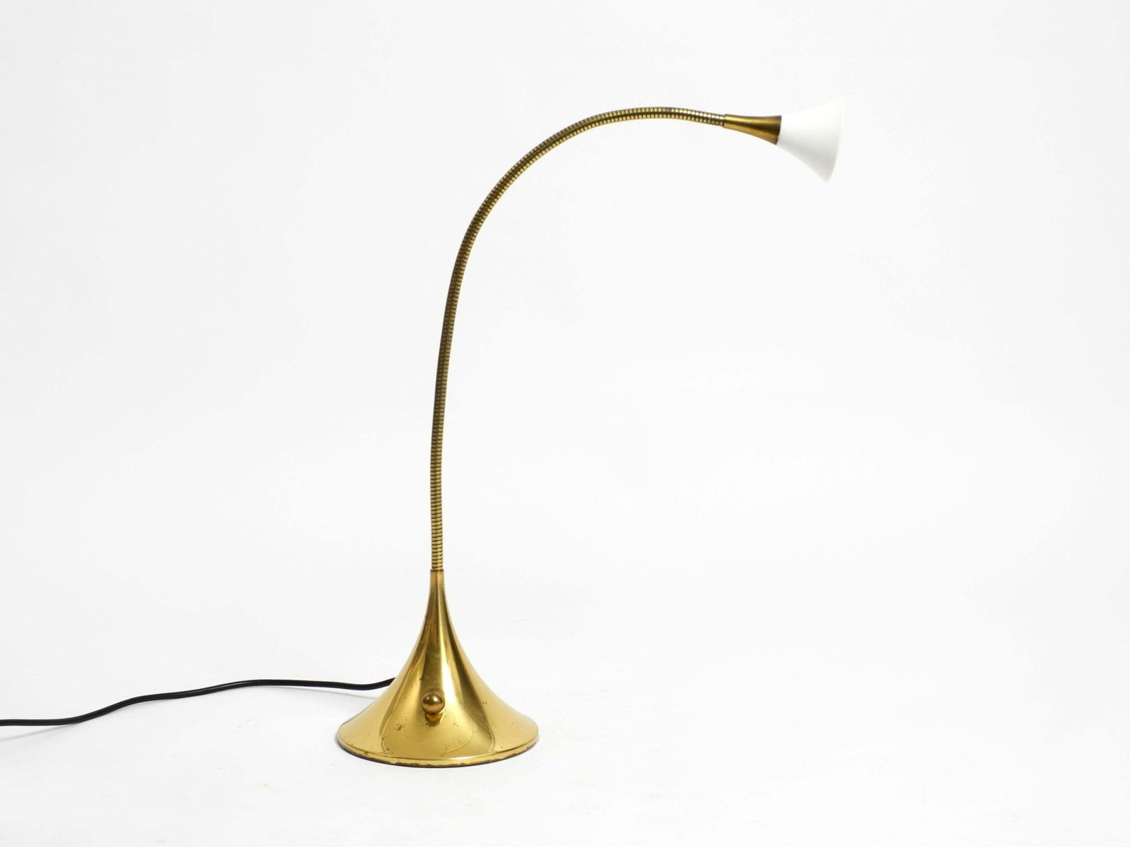 1980s Brass Halogen Table Lamp By Florian Schulz Model Esa With Gooseneck photo for sale
