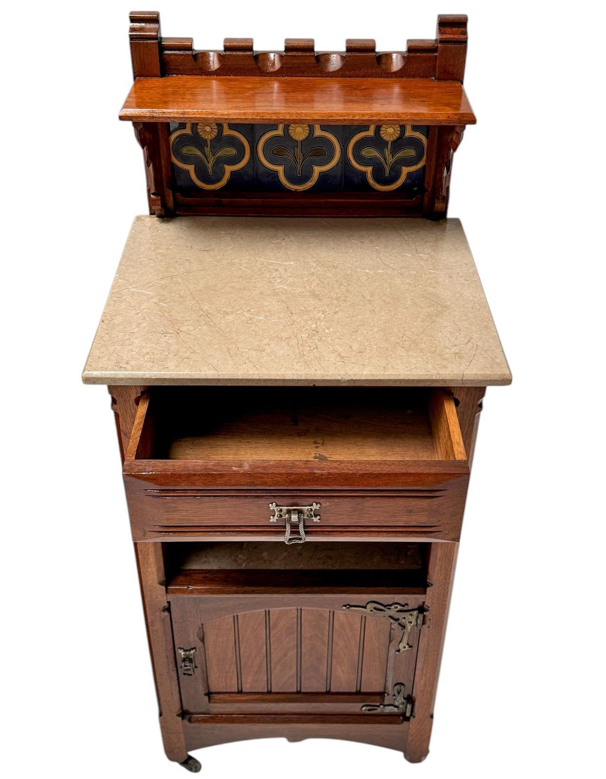2876.0 Two Arts & Crafts Nightstands By Gustave Serrurier Bovy, 1900s photo