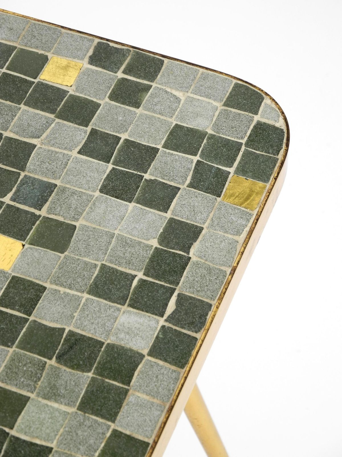 Mid Century Brass Side Table With Mosaic Surface By Münchener Zierspiegel photo buy