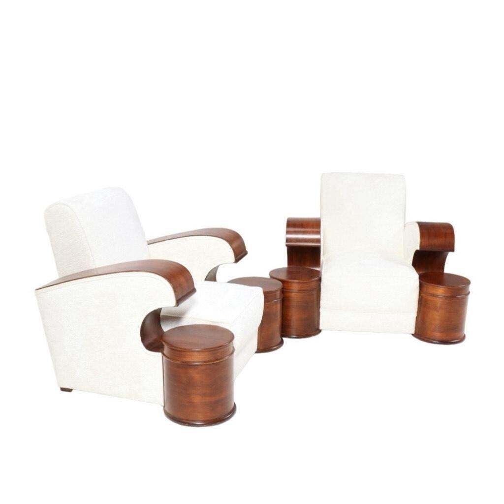Pair Of French Art Deco Lounge Chairs With Bouclé, 1930s photo furniture
