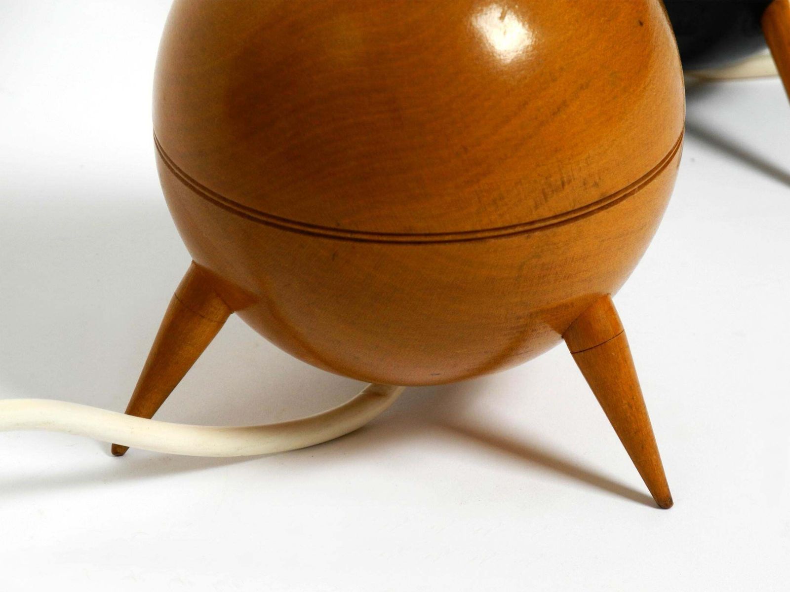 photo buy Pair Of Beautiful Small Mid Century Modern Tripod Wooden Table Lamps