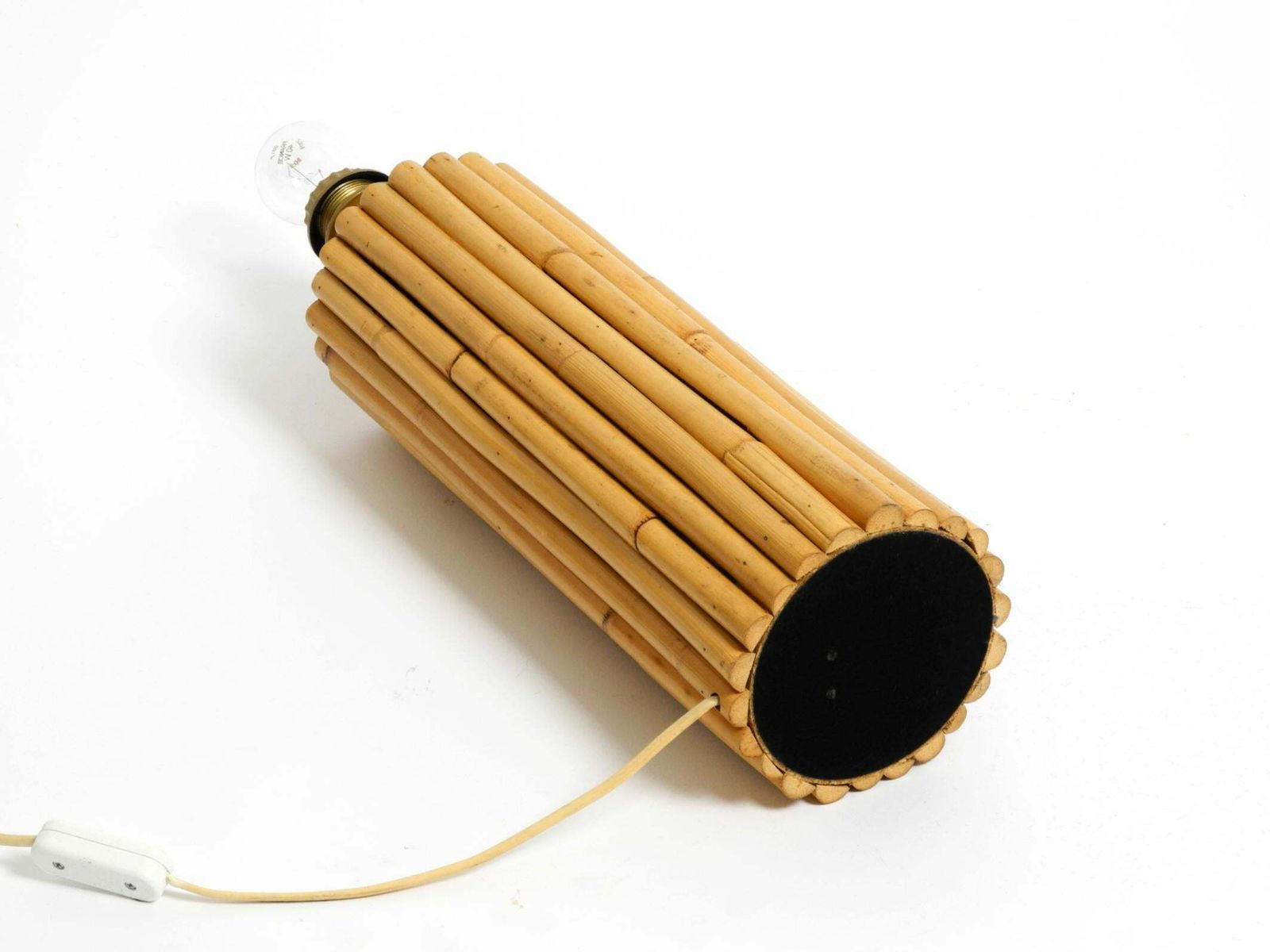 photo furniture Large Beautiful 1970s Italian Bamboo Table Lamp With Large Oiled Paper Shade