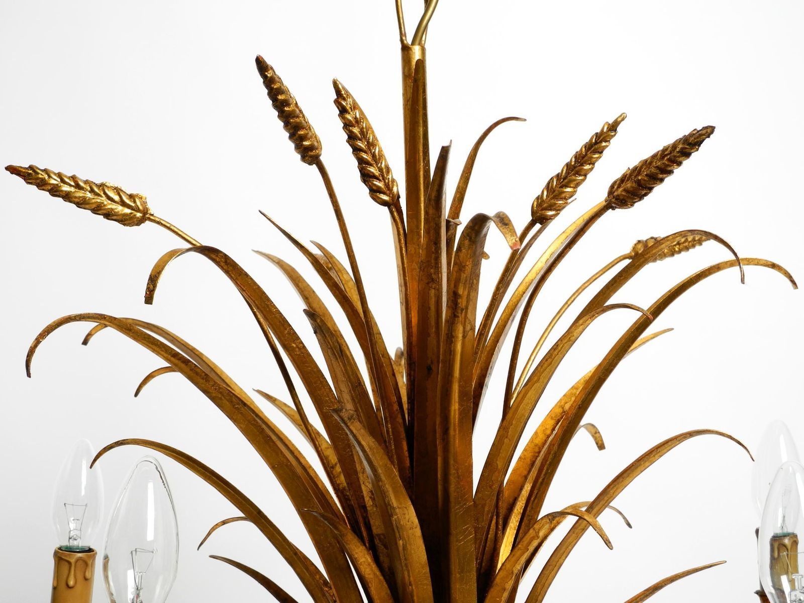 Lighting Beautiful 1970s Gold Plated 5 Arm Tall Metal Chandelier By Hans Kögl photo