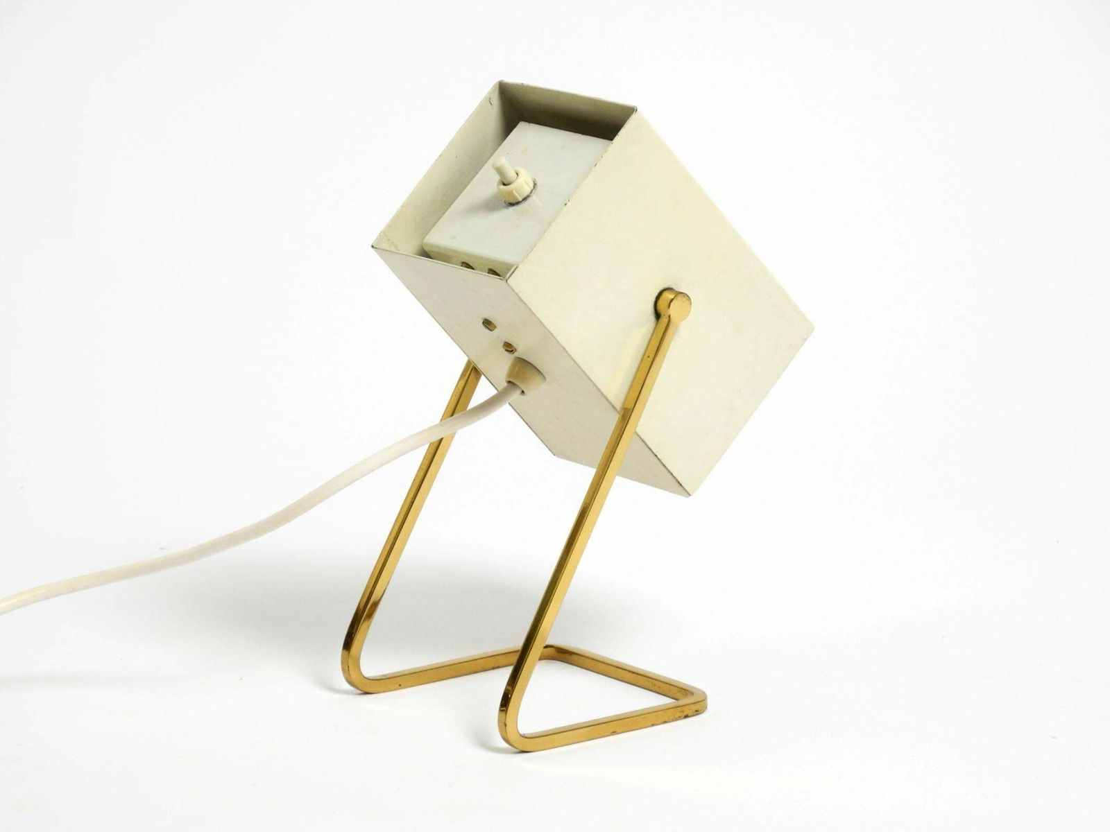 Great Mid Century Modern Metal Bedside Lamp With Brass Base By Kaiser Leuchten photo vinterior