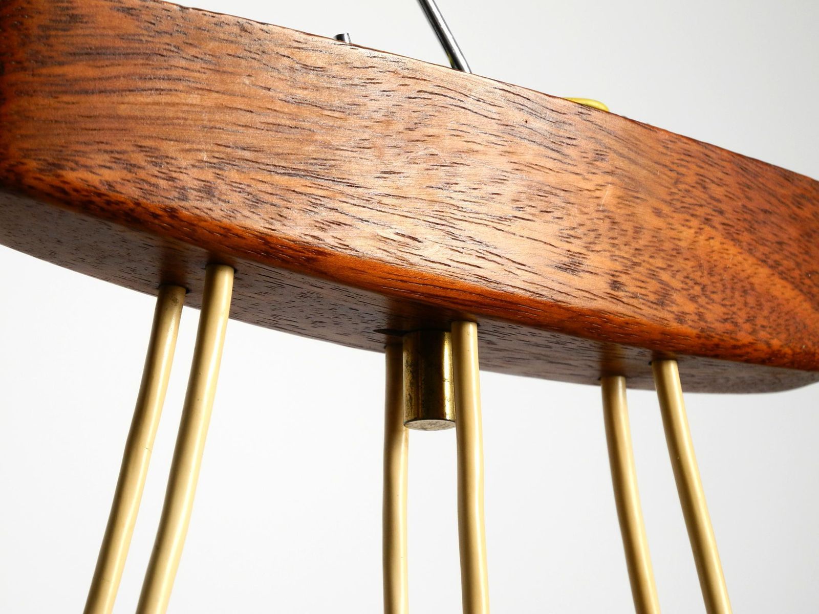 1952.0 6 Armed Scandinavian 1960s Ceiling Lamp Made Of Teak And With Glass Shades photo