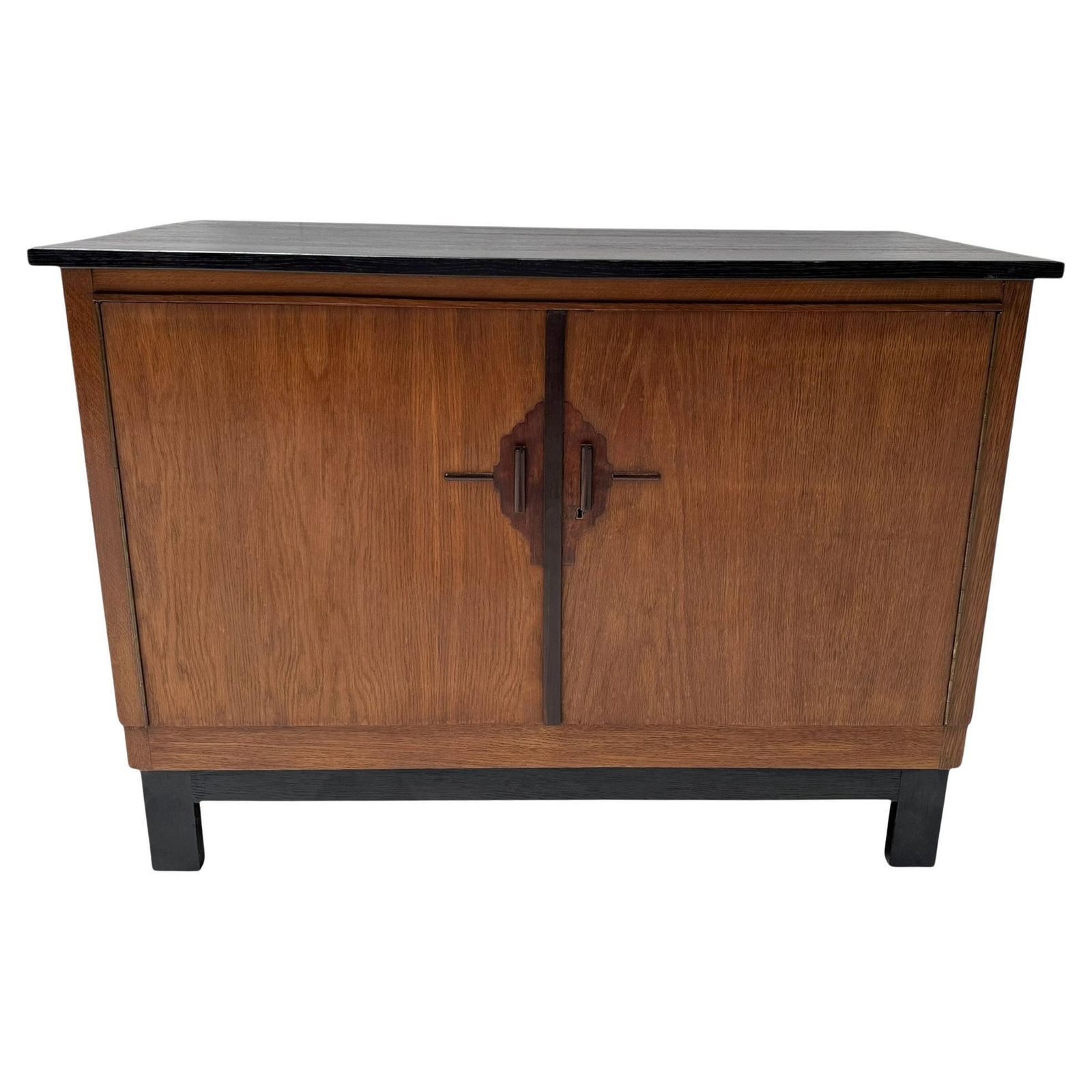 Art Deco Modernist Sideboard Or Credenza With Black Lacquered Top, 1930s