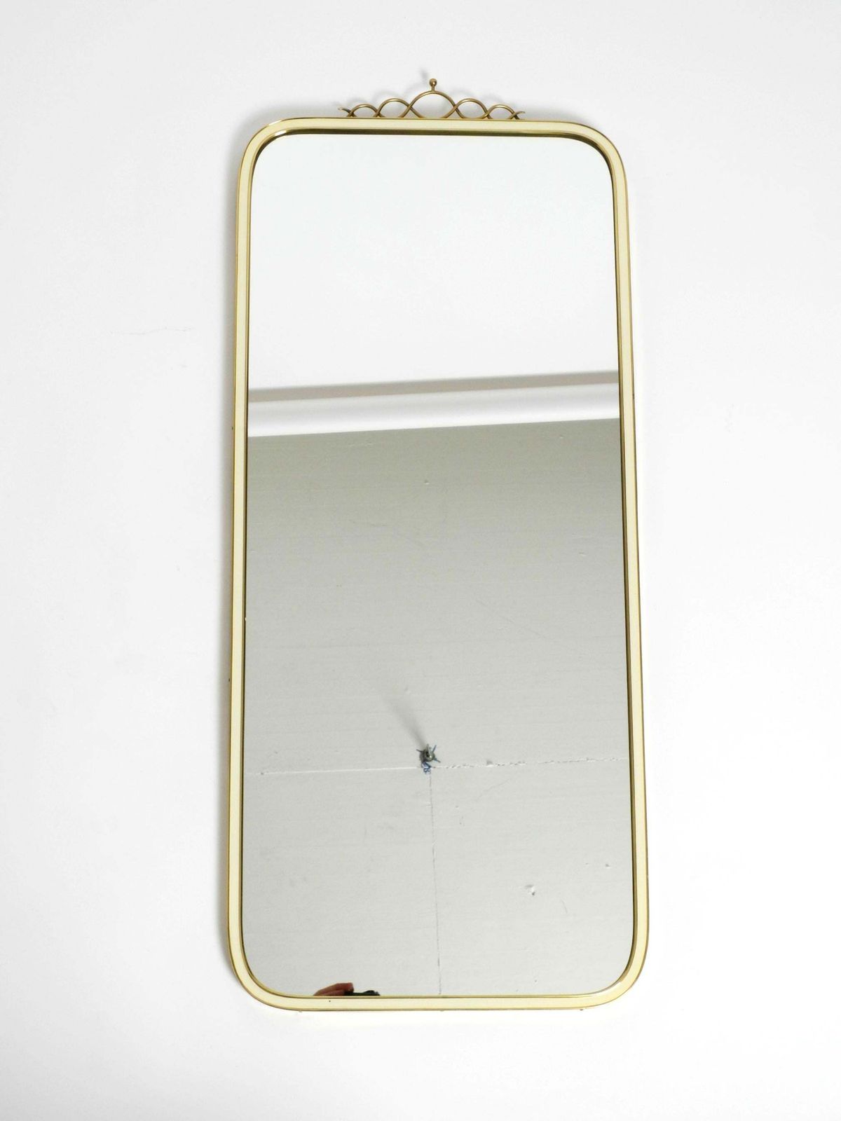 Large Heavy Long Mid Century Brass Wall Mirror By Münchner Zierspiegel photo furniture