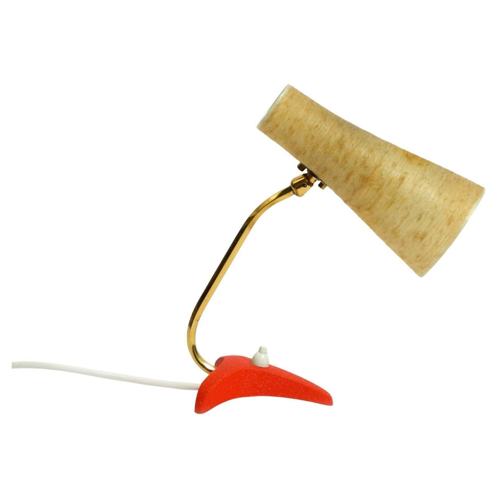 Small Mid Century Crow's Foot Table Lamp With Fiberglass Lampshade By Cosack