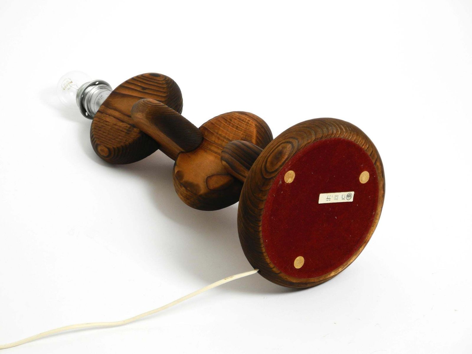 photo for sale Large Rare Beautiful 1960s Table Lamp By Temde Made Of Pinewood