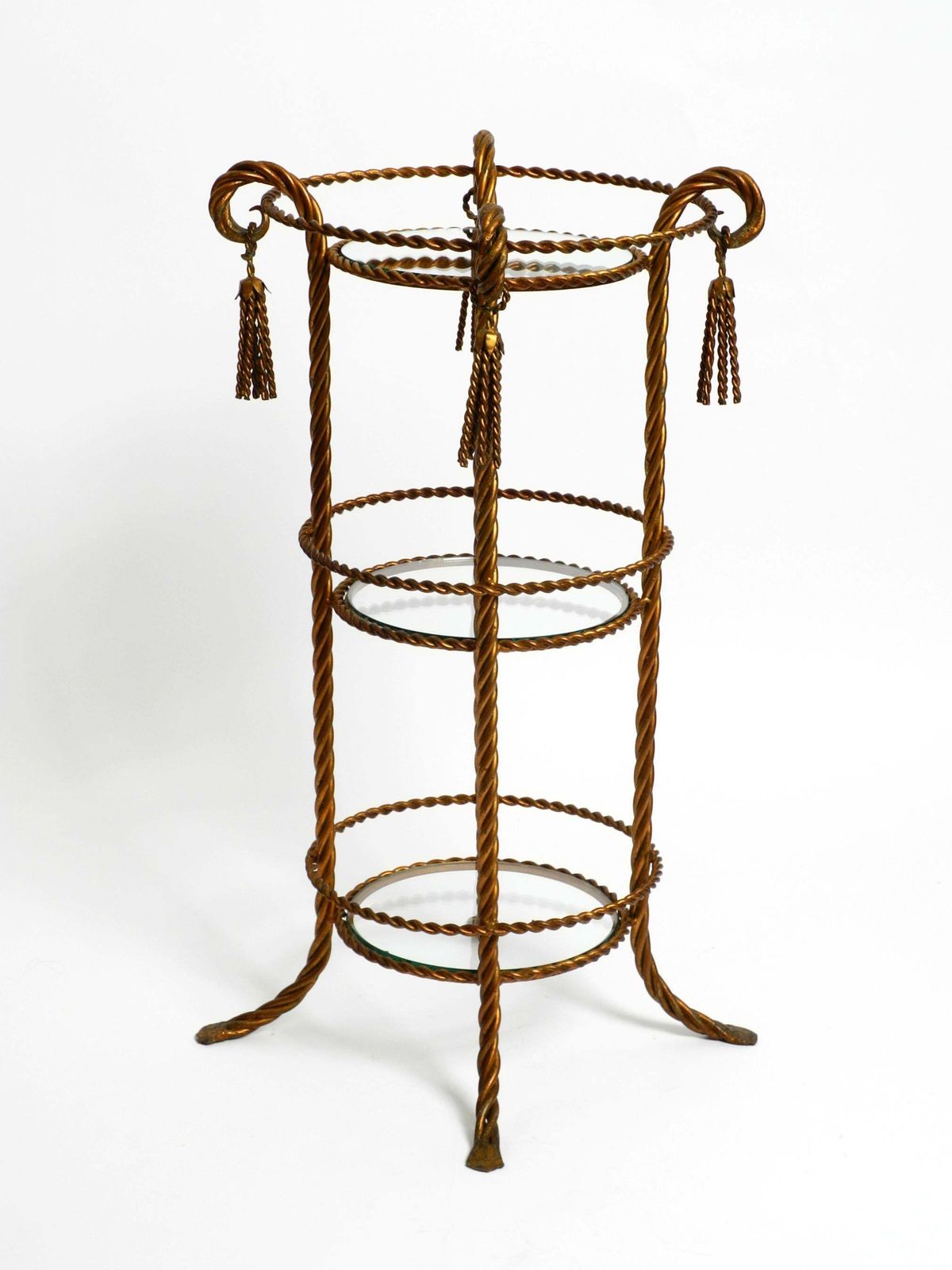Beautiful Italian 60s Regency Side Table In Gold Plated Metal By Li Puma Firenze photo for sale