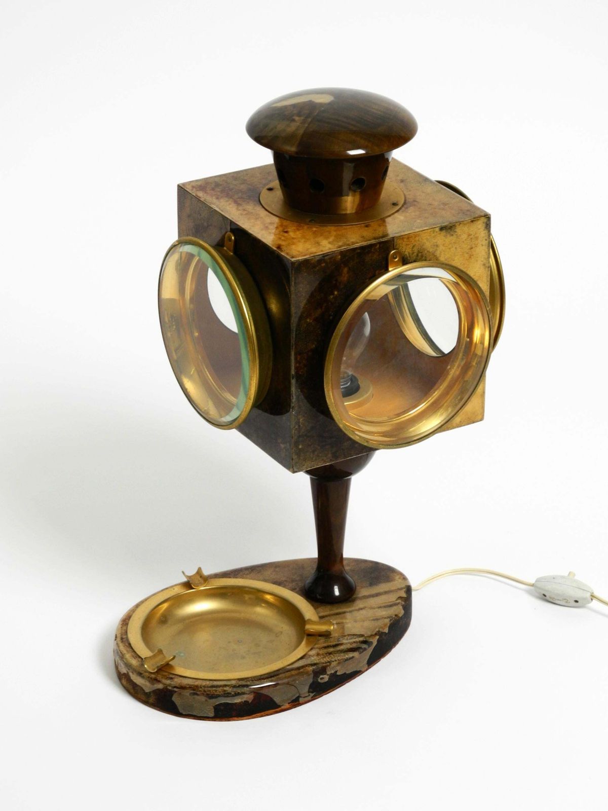 Large Italian Mid Century Table Lamp By Aldo Tura Designed Like A Lantern photo 1035.0