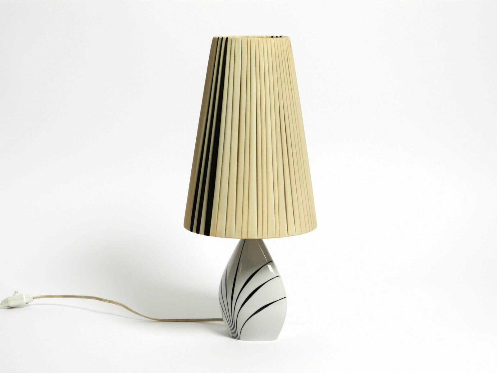 Beautiful Mid Century Table Lamp Made Of Ceramic And Plastic Shade By Alka Kunst photo for sale