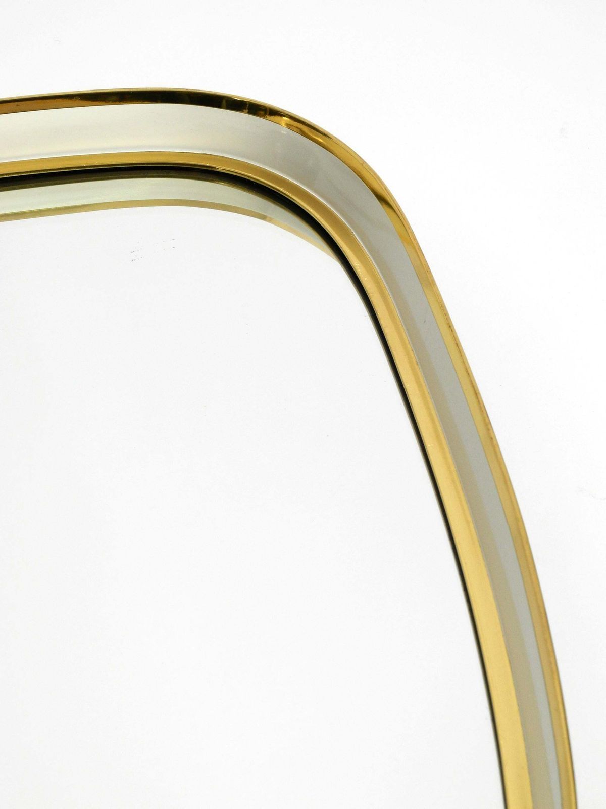 Huge Mid Century Modern "Zier Form" Wall Mirror With Heavy Brass Frame photo vinterior