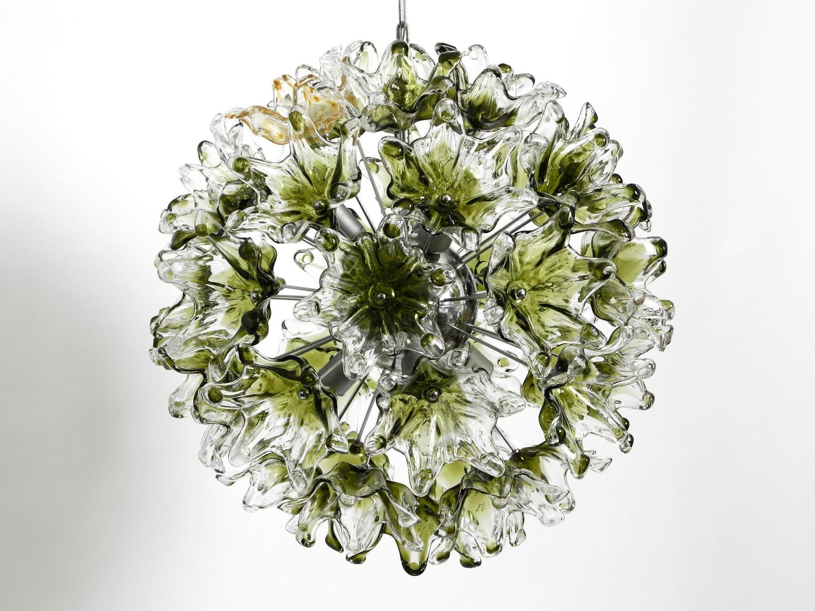 Large Unique Italian Xxl 1960s Pendant Lamp With Murano Glass Flowers By Veart photo furniture