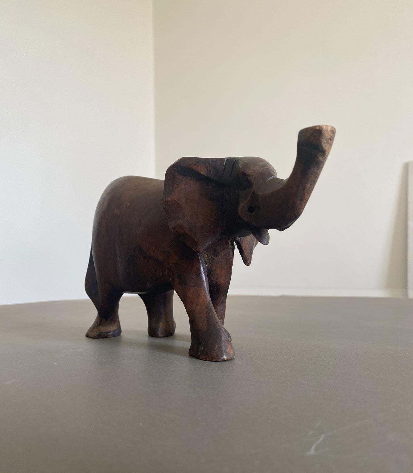 Italy Late 20th Century Carved Wooden Elephant photo for sale
