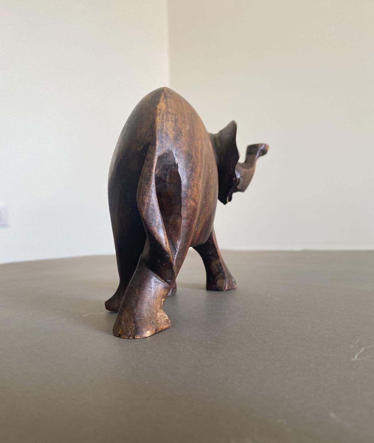 Italy Late 20th Century Carved Wooden Elephant photo vintage