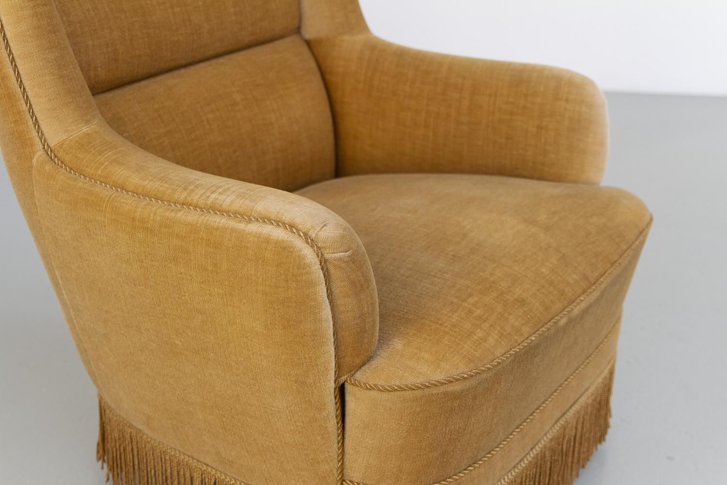 Danish Mid Century Velvet Lounge Chair, 1960s. photo buy