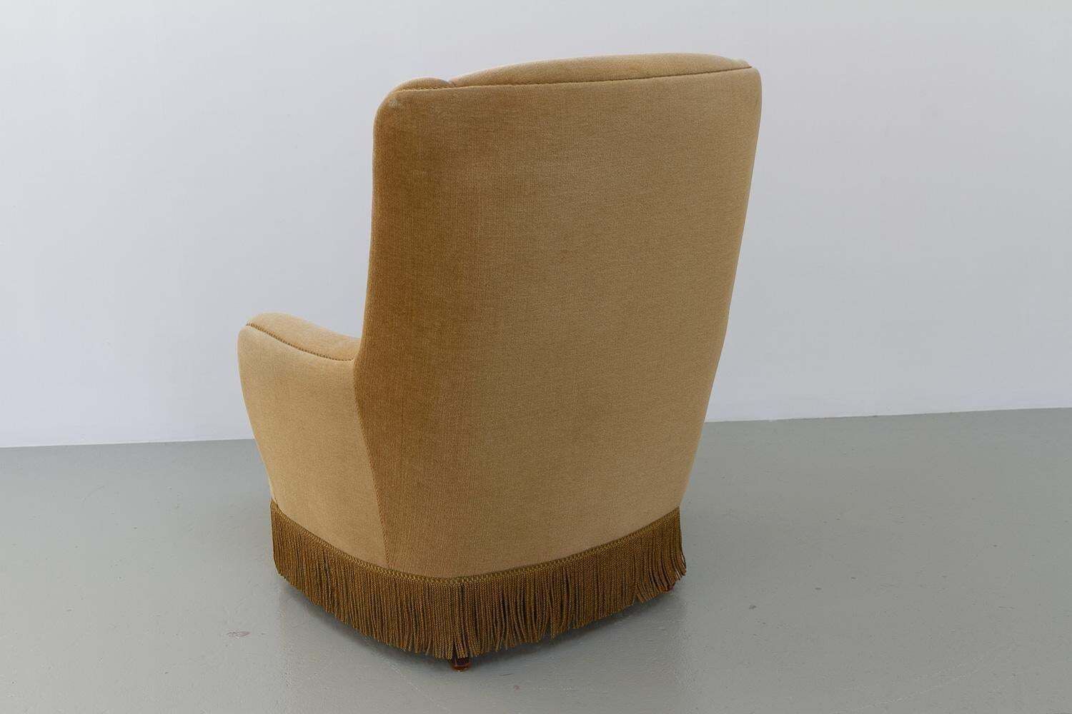 photo furniture Danish Mid Century Velvet Lounge Chair, 1960s.