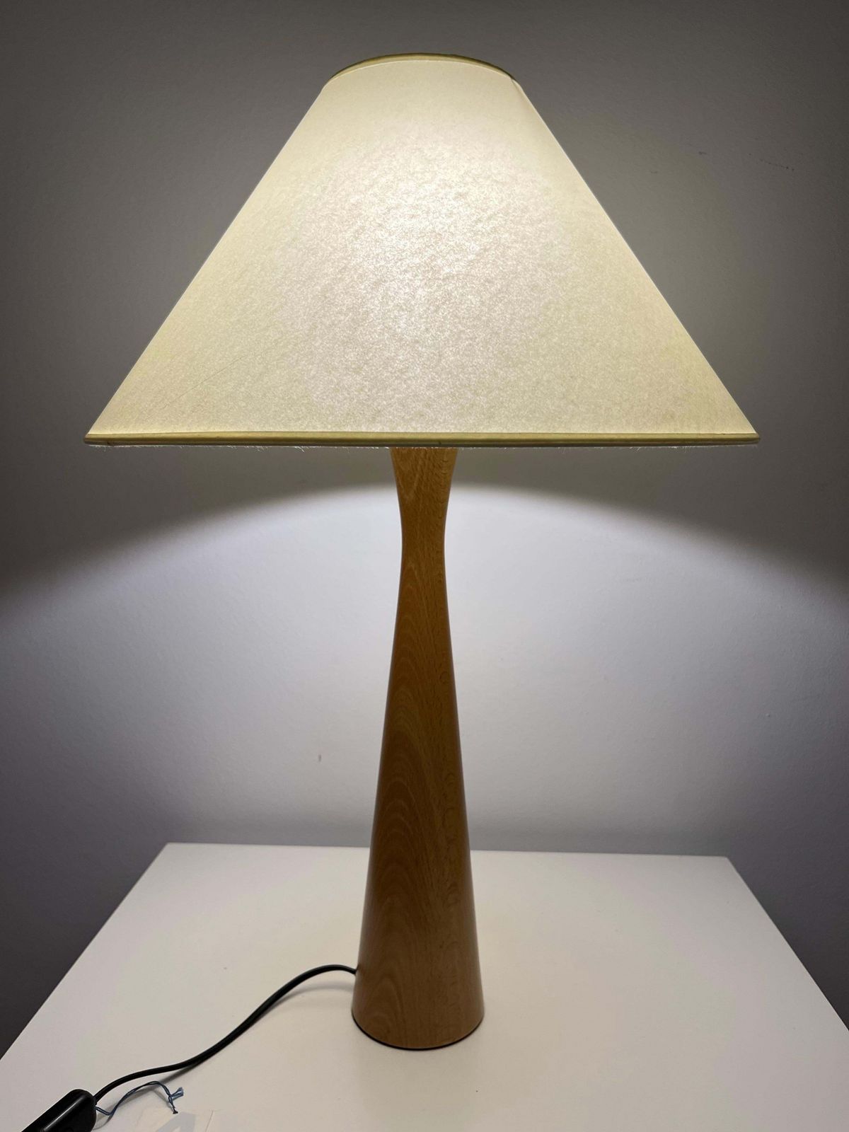 Postmodern Pair Of "Fina" Wood Table Lamps By Blauet, Barcelona, 1990s photo vinterior
