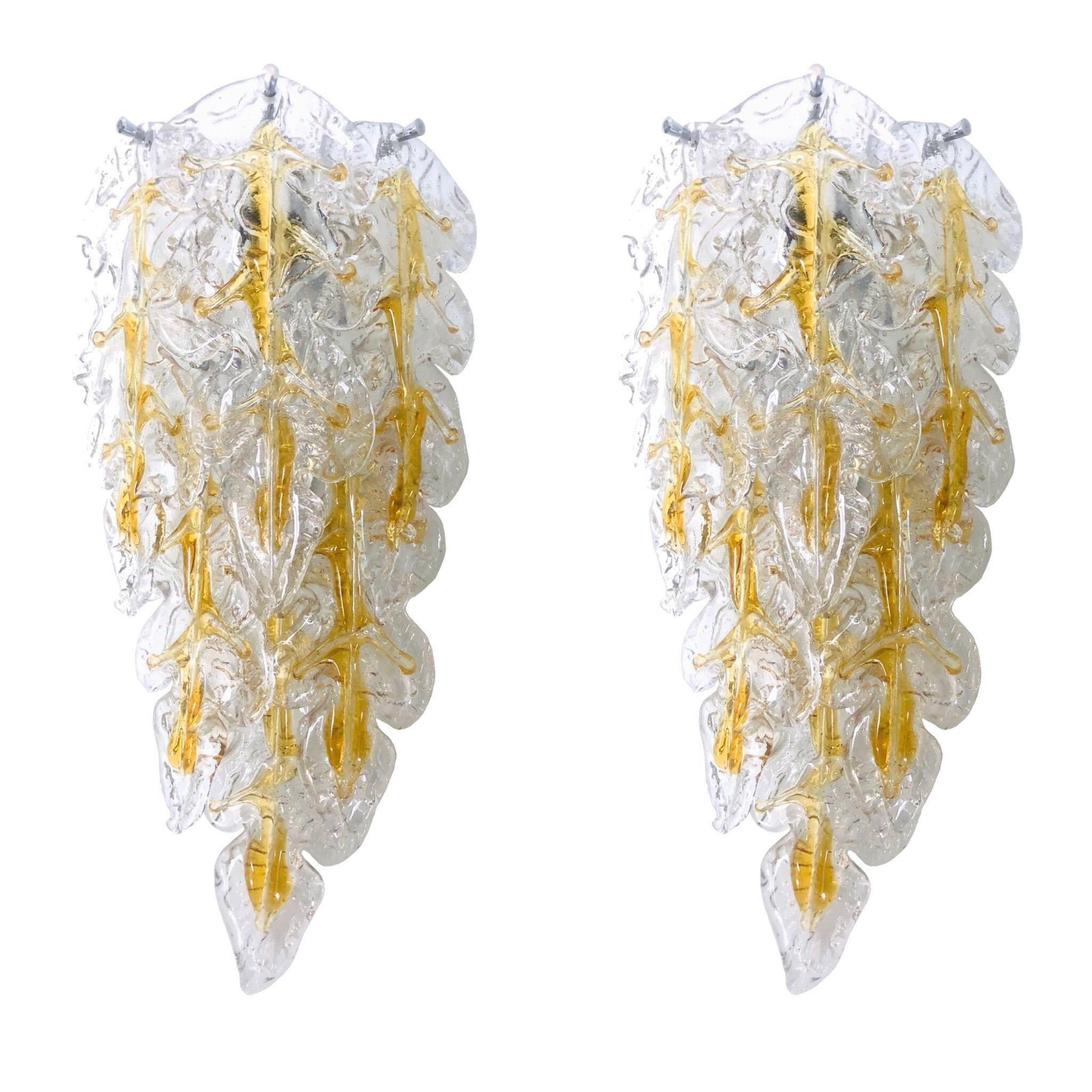 photo buy Italian Midcentury Set Of Four Murano Leaf Wall Sconces By Mazzega, 1970s