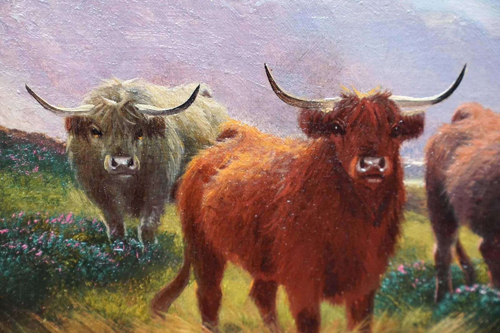 Henry Robinson Hallhighland Cattle At A Moorland Pool, Perthshire   British C1900 Art Oil Paintingcirca 1900 photo vinterior