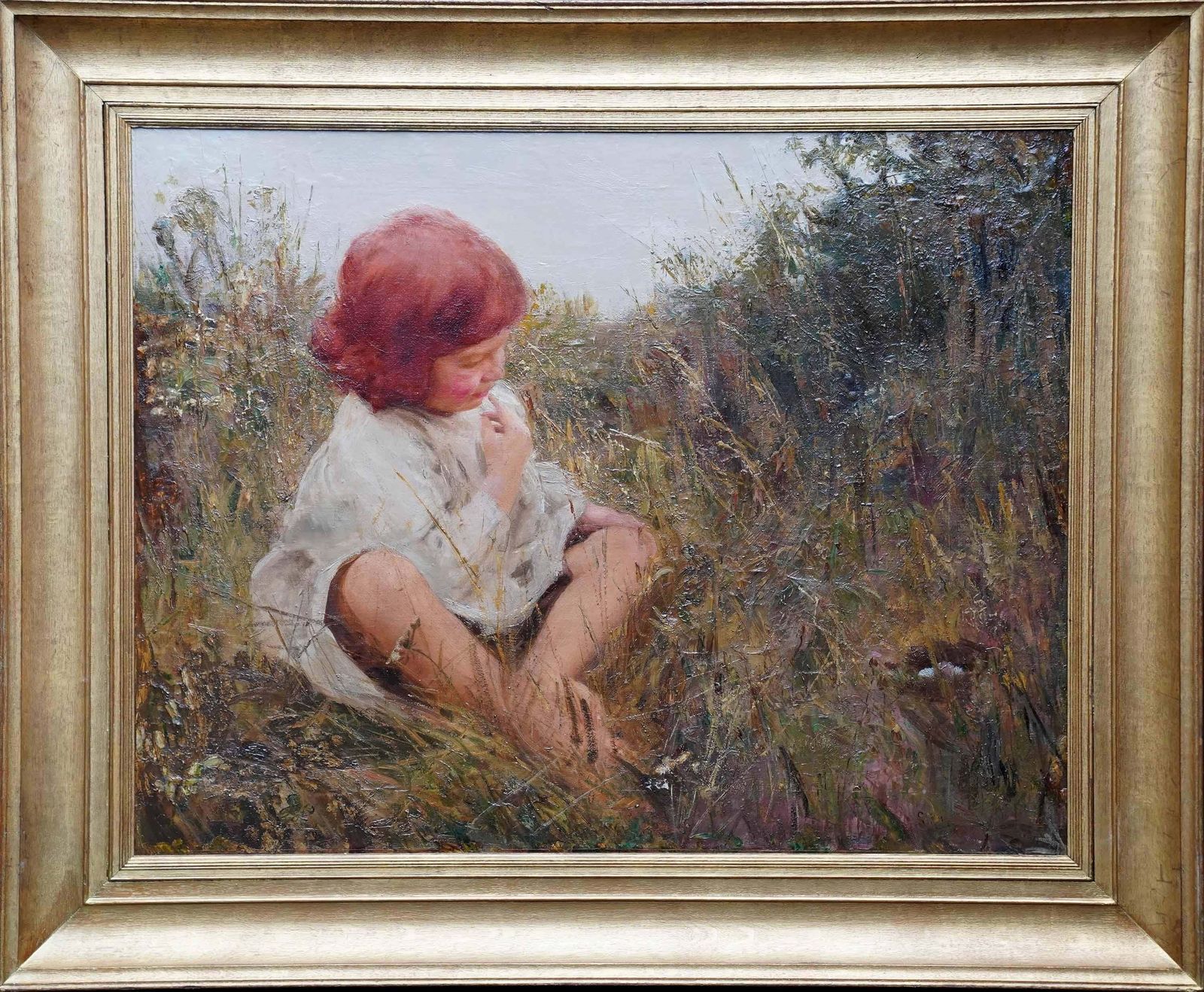 photo buy Charles Simsportrait Of Alan Sims With Bird Nest   British Edwardian Art Oil Paintingcirca 1910