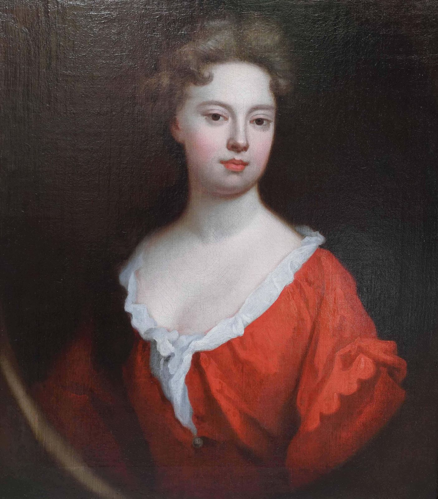 photo furniture Portrait Of Lady In Red Dress   British Old Master Art Female Oil Paintingcirca 1699