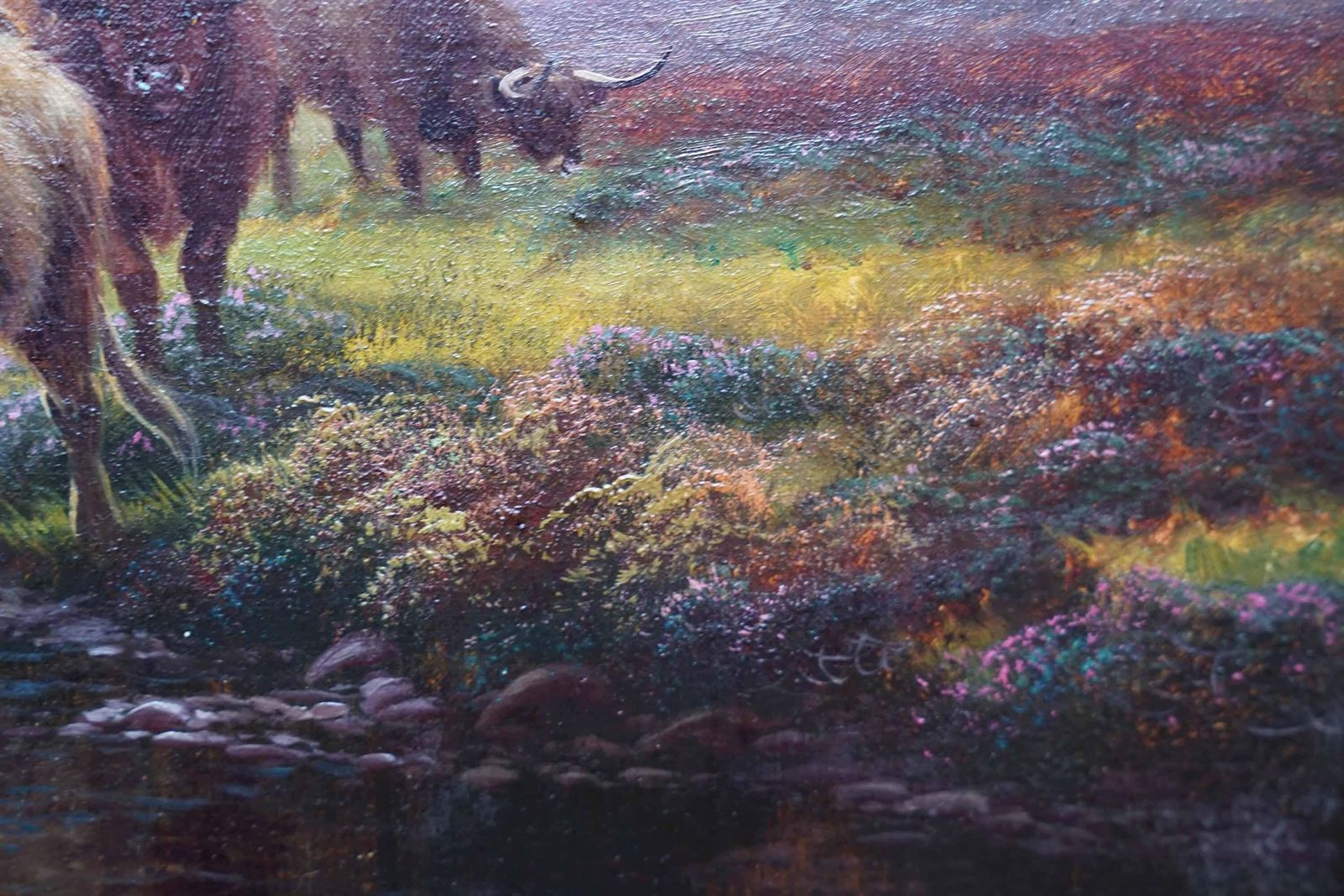 Henry Robinson Hallhighland Cattle Glen Sannox Arran   British Victorian Art Landscape Oil Paintingcirca 1900 photo vintage