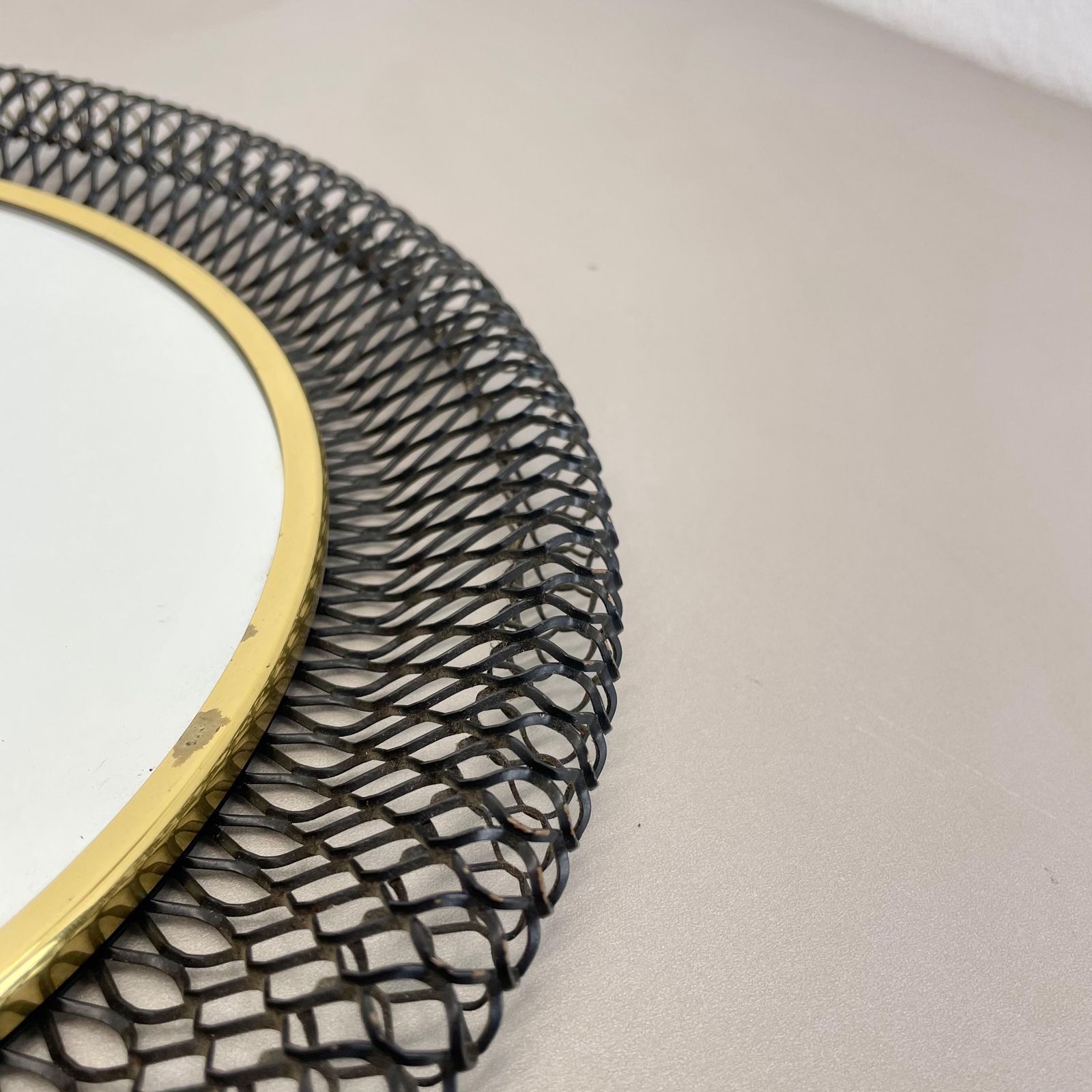photo vinterior Original 34cm French Mategot Style Bauhaus Metal Wall Mirror, France 1950s