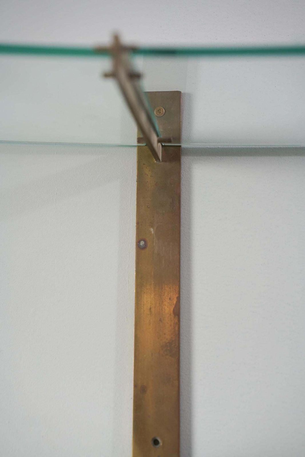 Rare Glass And Brass Wall Shelf System, Ahti Taskinen, 1960/1970s photo vinterior