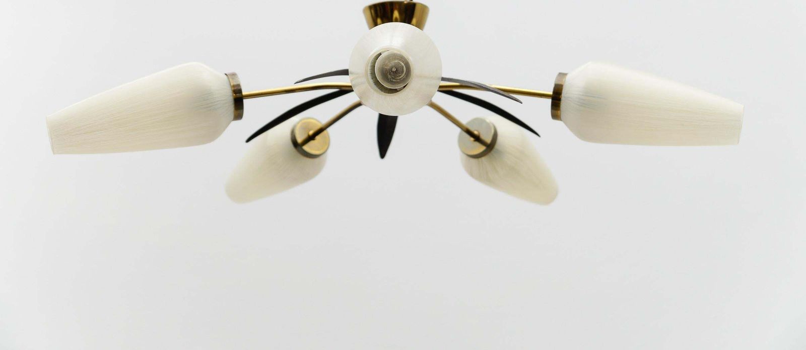 Mid Century Modern 5 Armed Brass And Glass Sputnik Lamp, 1950 photo Lighting
