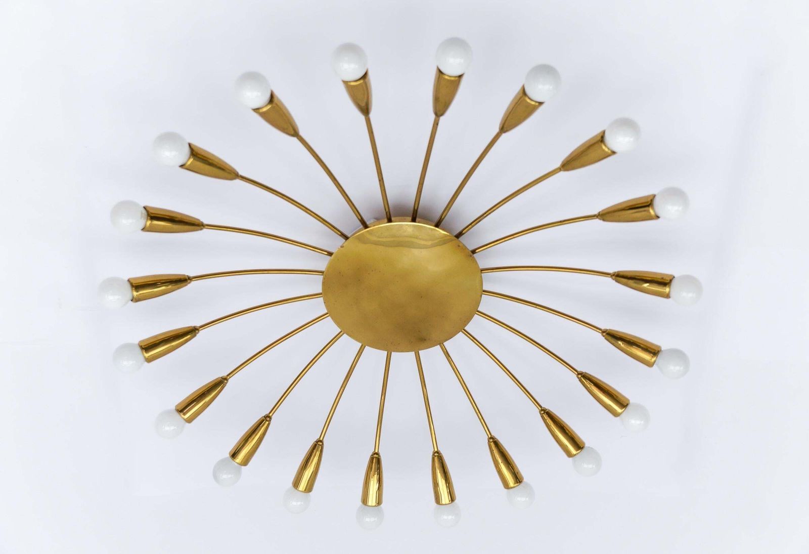 Large Mid Century Modern 20 Arm Brass Sputnik Lamp, Germany, 1950s photo vinterior