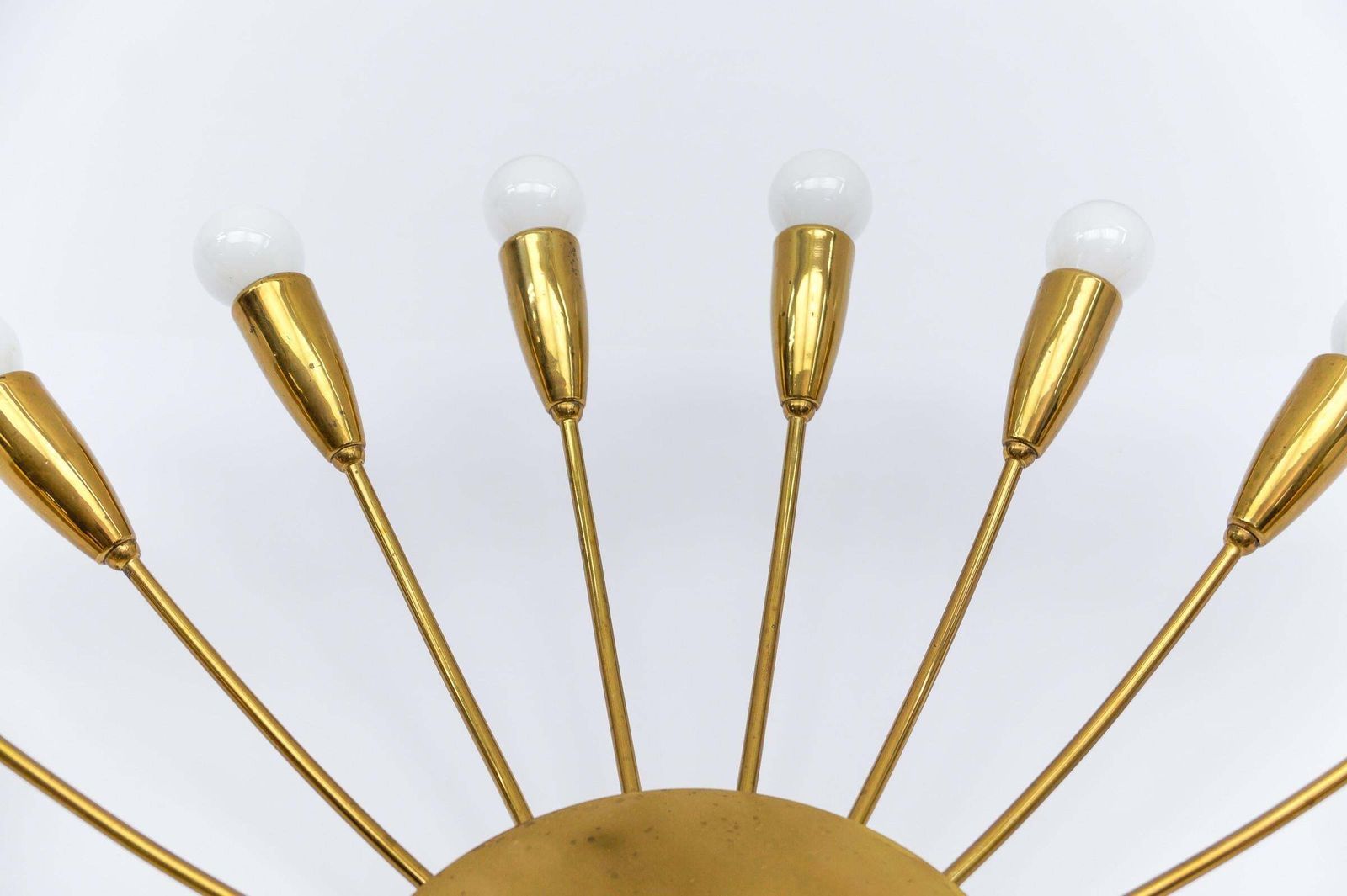 Lighting Large Mid Century Modern 20 Arm Brass Sputnik Lamp, Germany, 1950s photo