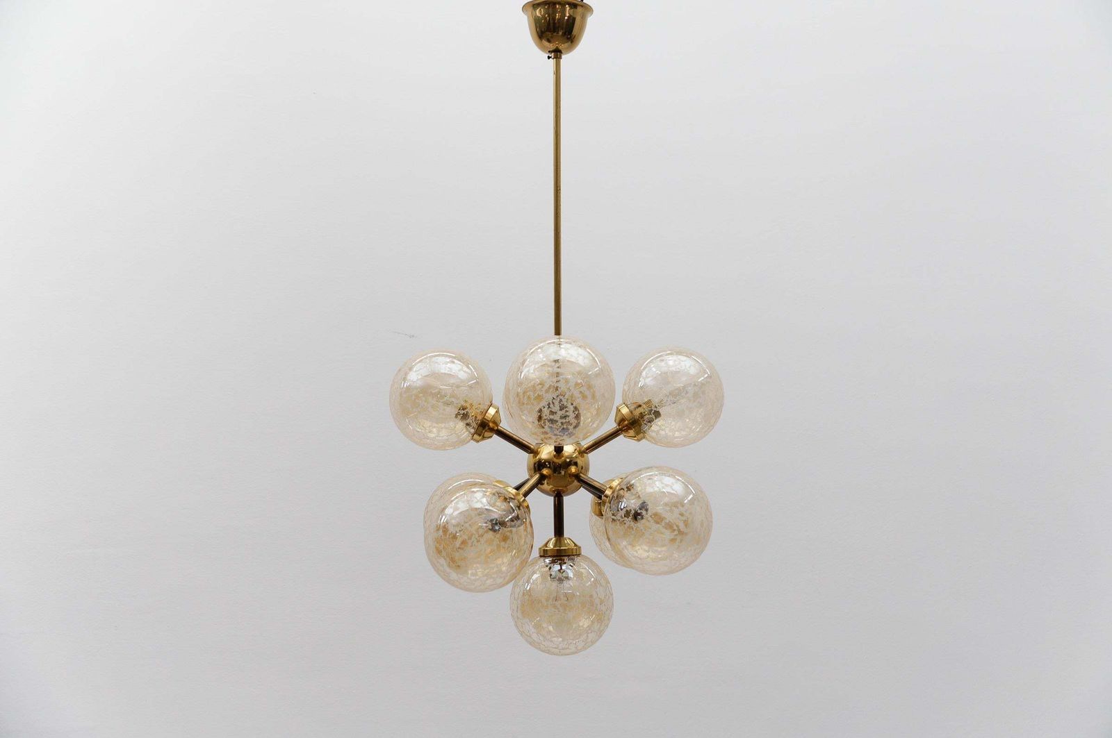 Mid Century Modern Ceiling Lamp With 9 Amber Glasses, 1960s Italy photo furniture