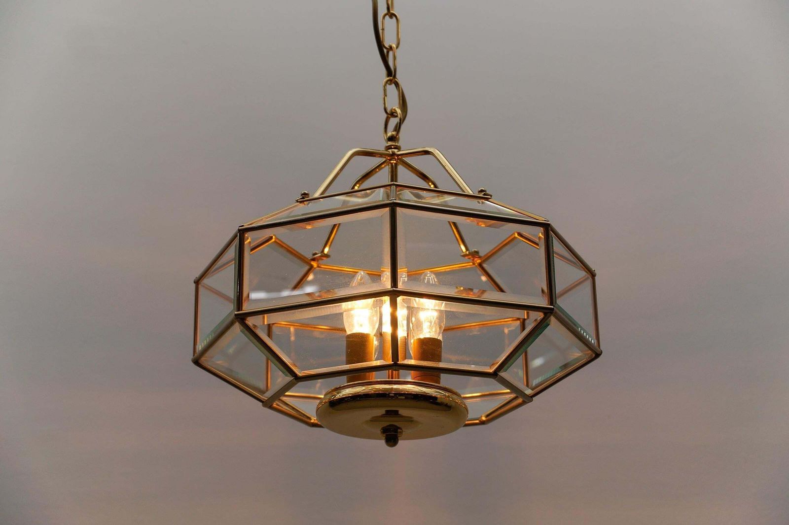 photo furniture Lovely Elegant Cut Glass Pendant Lamp, Italy 1960s