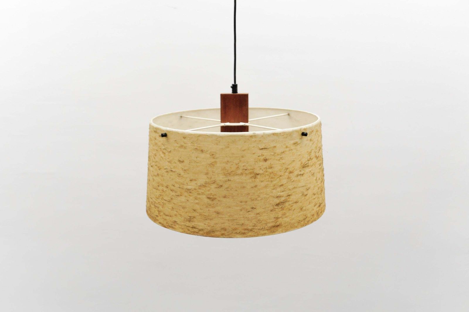 Lovely Ceiling Lamp In Teak And Glass Fiber By Temde Swiss, 1960s photo vintage