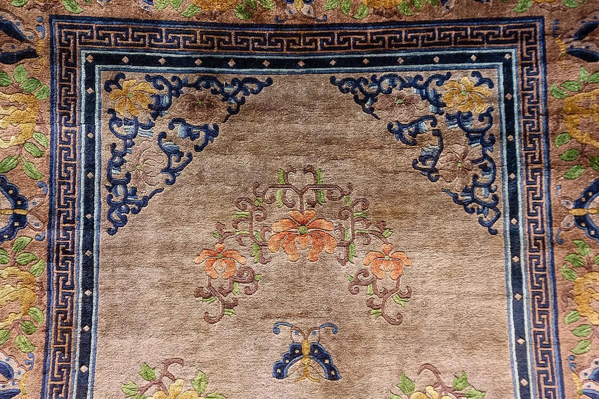photo for sale Chinese Silk Rug – Floral Harmony From The Mid 20th Century