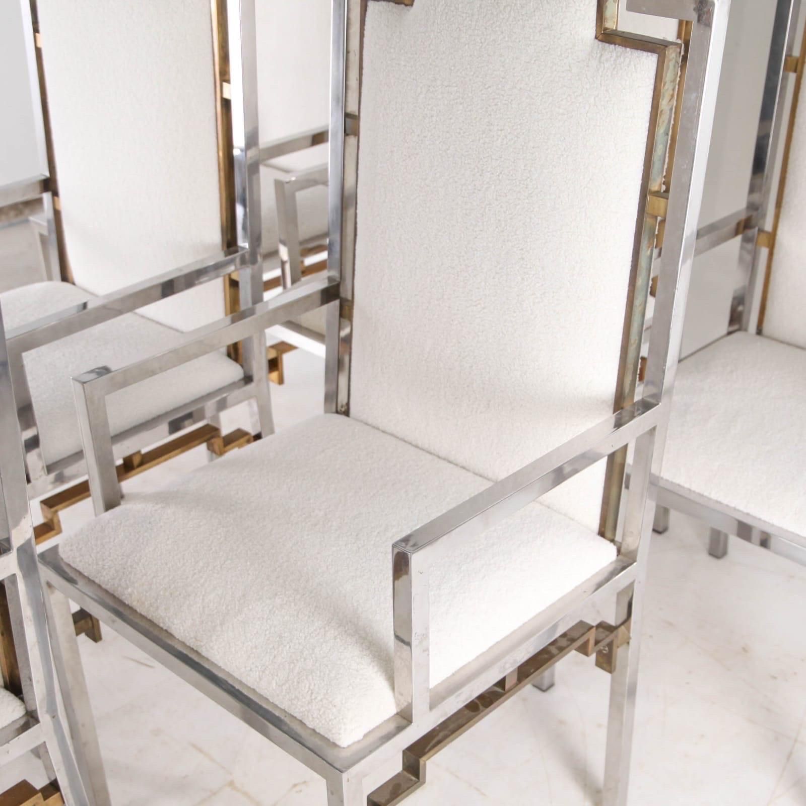 Set Of 6 Steel And Brass Armchairs photo furniture