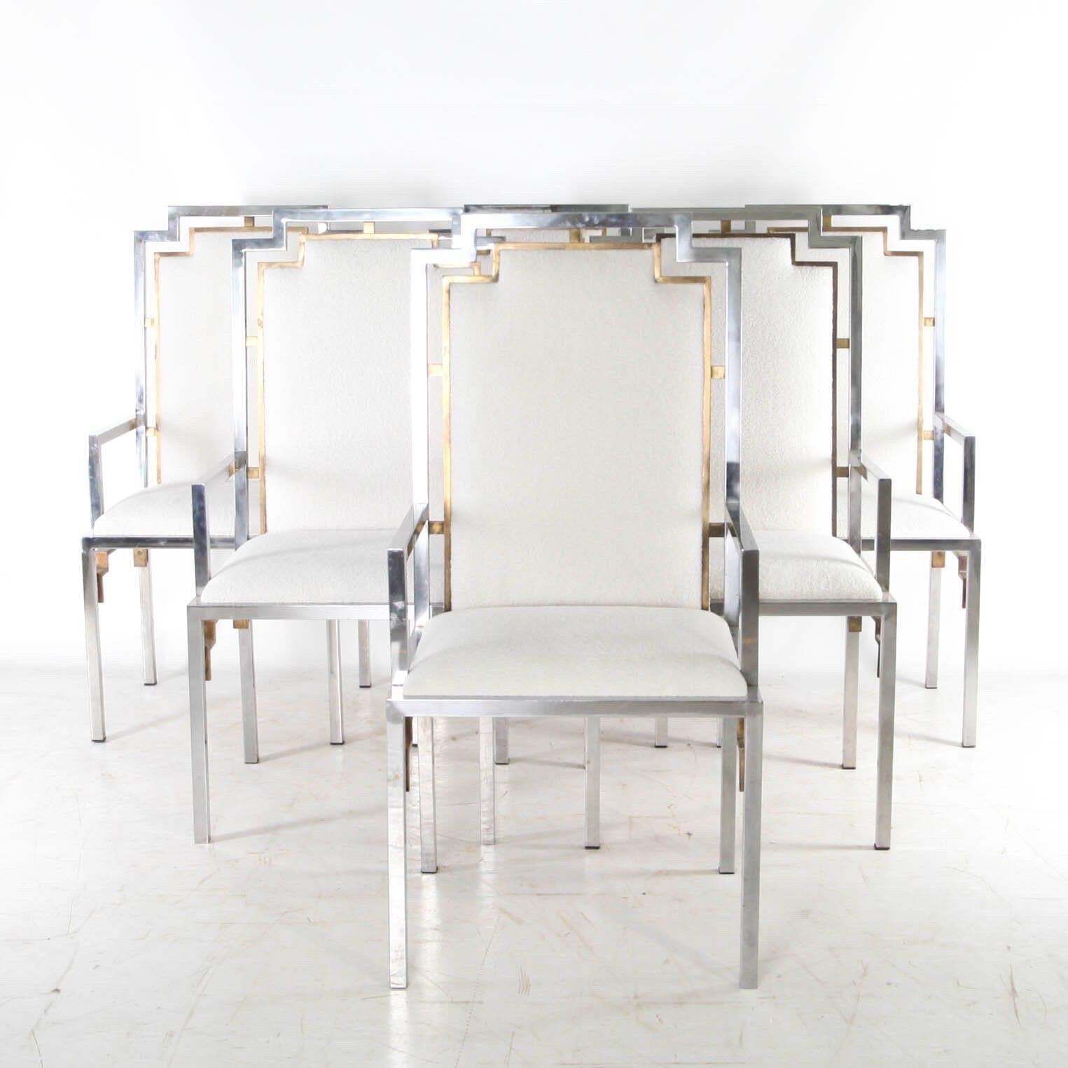 photo for sale Set Of 6 Steel And Brass Armchairs