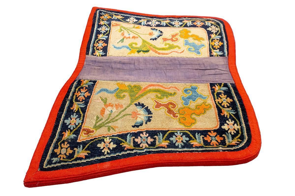 Tibetan Saddle Rug With Floral And Cloud Motifs photo for sale