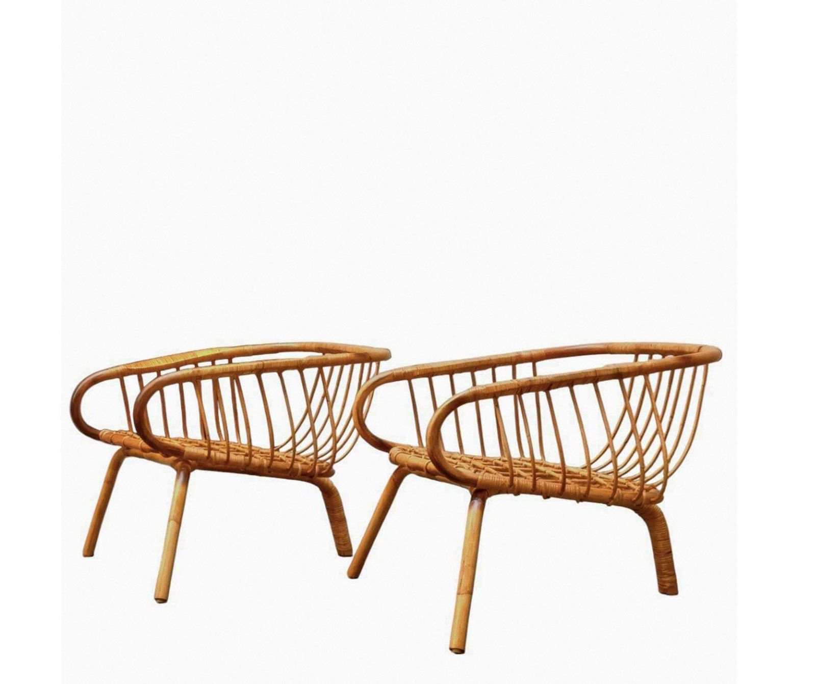 Pair Of Wide Bamboo And Rattan Armchairs, Italy 1960s photo Furniture