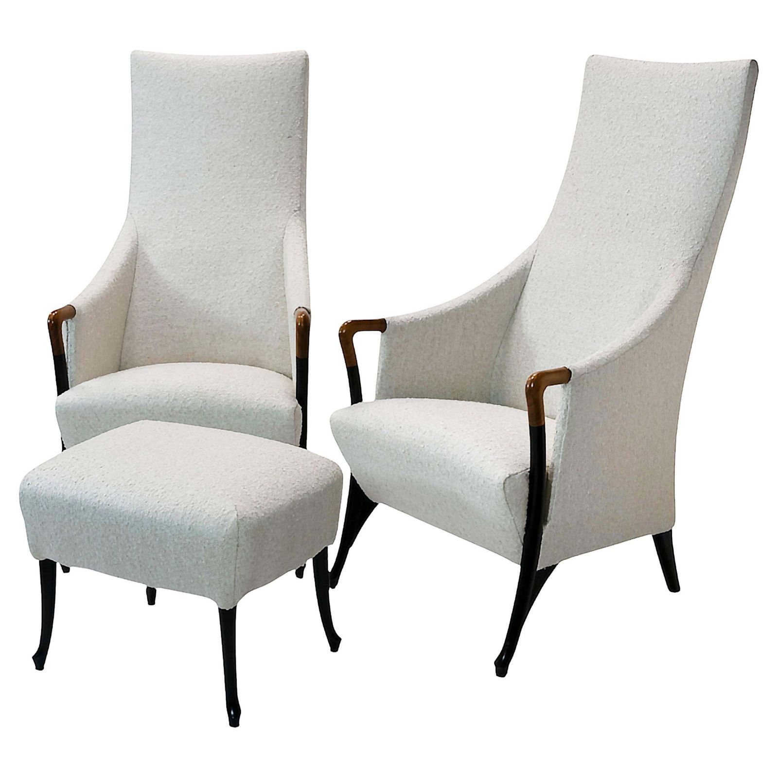 Pair Of Giorgetti Progetti Armchairs And Pouf By Umberto Asnago