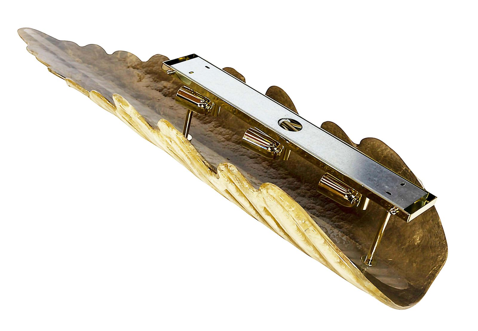 Pair Of Very Large Italian Leaf Form Murano Glass And Brass Wall Light Sconces photo buy