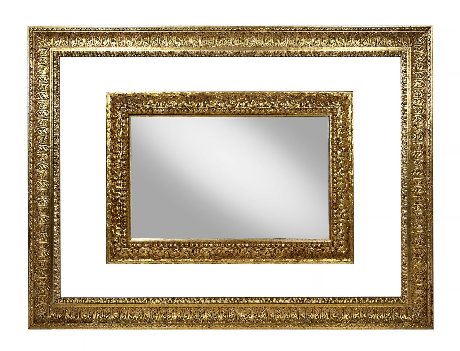 Pair Of Large Italian Hand Carved Gilt Wood Wall Mirrors photo 3451.0