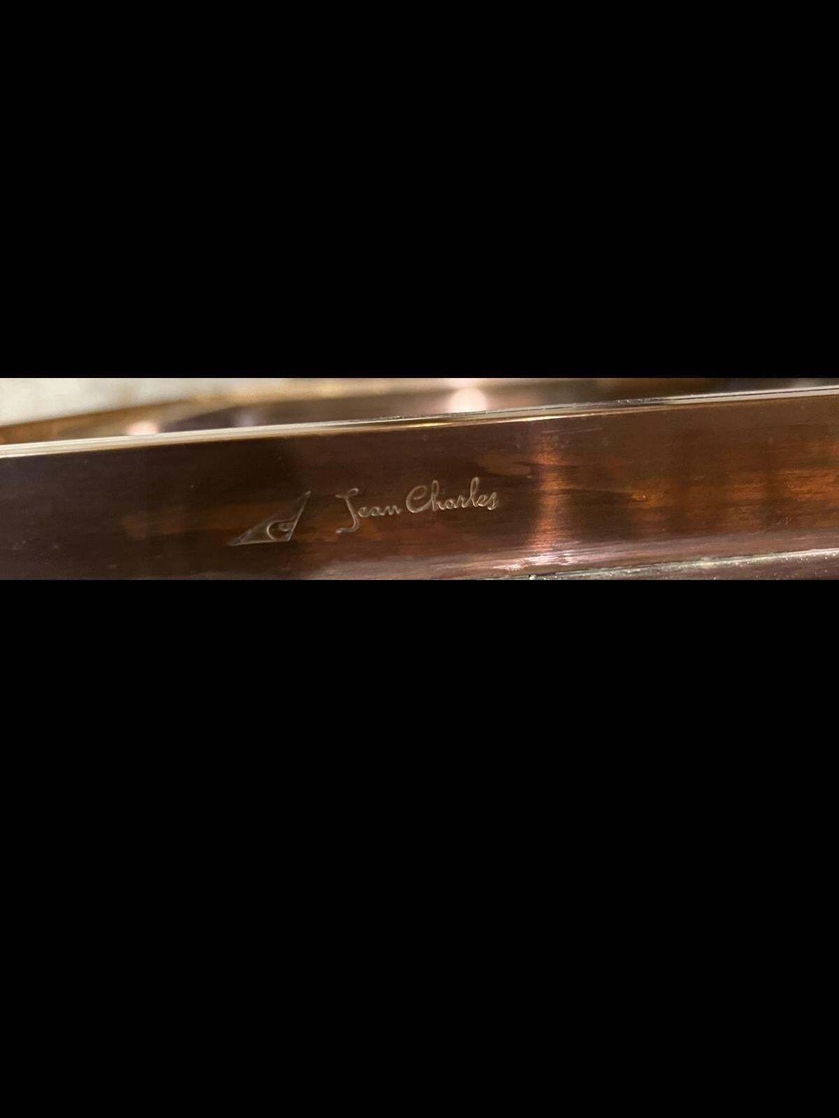 Mid Century Brass, Chrome And Glass Side Table Signed Jean Charles photo buy