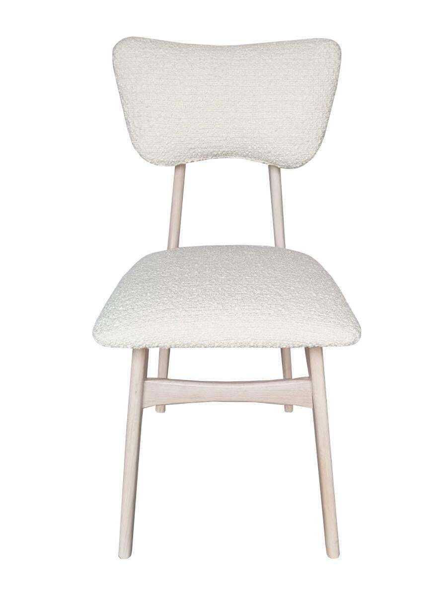 Mid Century Butterfly Chair, White Boucle Fabric, Oak White Wood, Europe, 1960s photo furniture