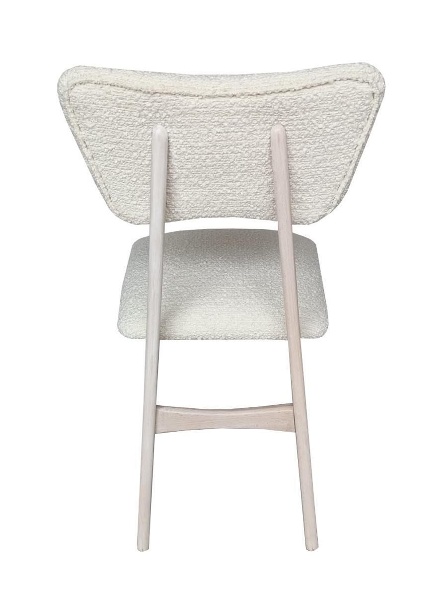 Mid Century Butterfly Chair, White Boucle Fabric, Oak White Wood, Europe, 1960s photo for sale